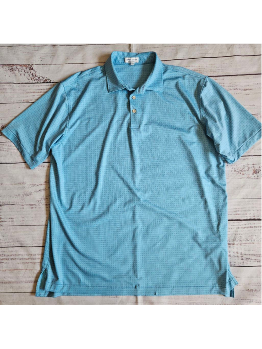 Peter Millar Summer Comfort Blue Geometric Diamond Lightweight Polo Mens XL Golf